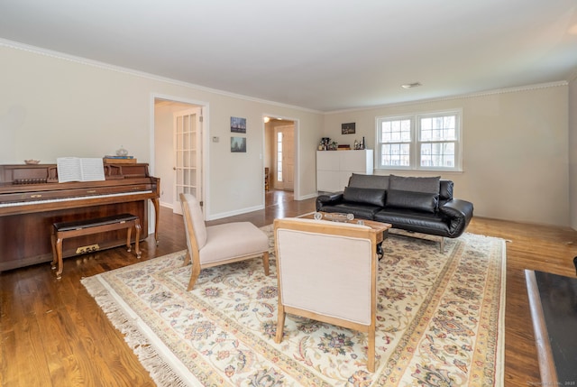 498 Nod Hill Rd, Wilton, CT 06897 - living area featuring ornamental molding and wood finished floors