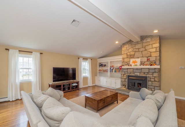 498 Nod Hill Rd, Wilton, CT 06897 - living room with wood finished floors, a fireplace, and baseboards