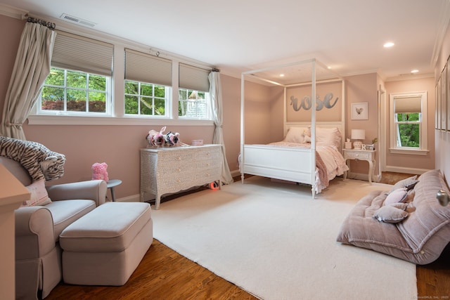 63 Fitch Ln, New Canaan, CT 06840 - bedroom featuring crown molding, multiple windows, baseboards, and recessed lighting