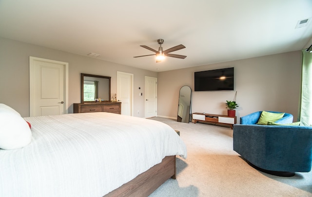 2 Redwood Ln, Southington, CT 06489 - bedroom with light colored carpet, a ceiling fan, and baseboards