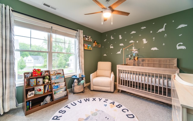 2 Redwood Ln, Southington, CT 06489 - bedroom featuring a nursery area, carpet flooring, baseboards, and ceiling fan