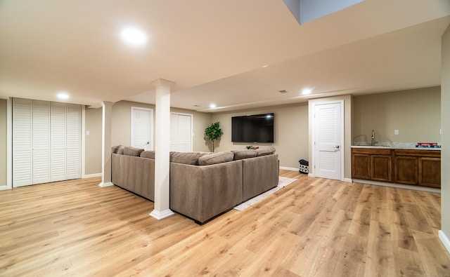 2 Redwood Ln, Southington, CT 06489 - living room with light wood-style flooring, recessed lighting, and baseboards