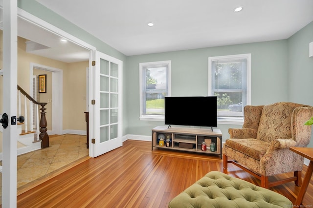 35 Deer Hill Ave, Danbury, CT 06810 - living area with stairs, baseboards, recessed lighting, and wood finished floors