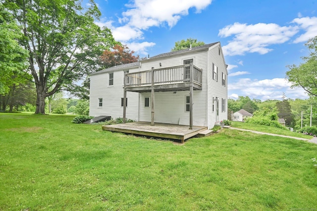 172 S Rd, Marlborough, CT 06447 - rear view of house featuring a wooden deck and a lawn