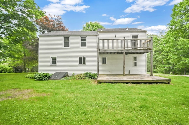 172 S Rd, Marlborough, CT 06447 - rear view of property featuring a wooden deck and a lawn