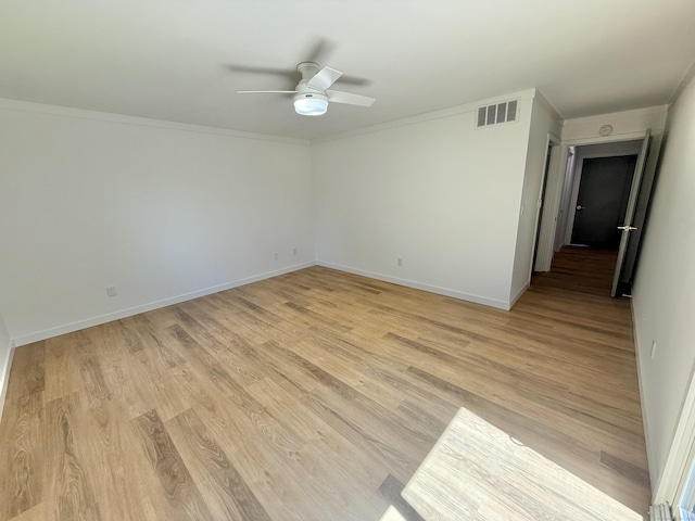 740 Heritage Vlg Unit B, Southbury, CT 06488 - empty room featuring ceiling fan, light wood finished floors, baseboards, and crown molding