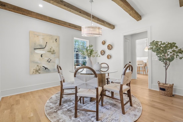 15 Barton Rd, Fairfield, CT 06824 - dining room featuring baseboards, light wood finished floors, and beamed ceiling