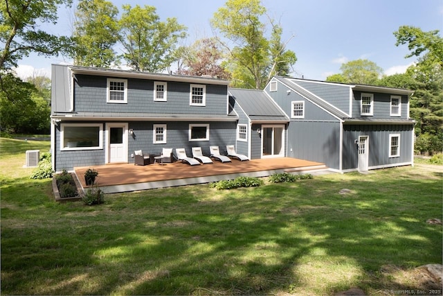 331 Calkinstown Rd, Sharon, CT 06069 - rear view of house with a lawn and a wooden deck