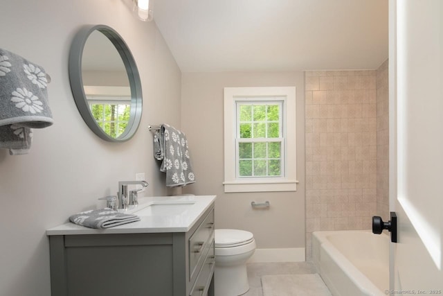 331 Calkinstown Rd, Sharon, CT 06069 - bathroom featuring vanity, toilet, baseboards, tile patterned floors, and tub / shower combination