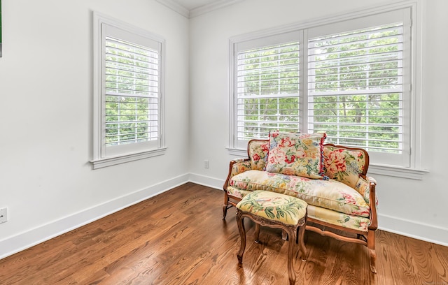 2180 Kings Hwy Unit 1, Fairfield, CT 06824 - living area with ornamental molding, wood finished floors, and baseboards