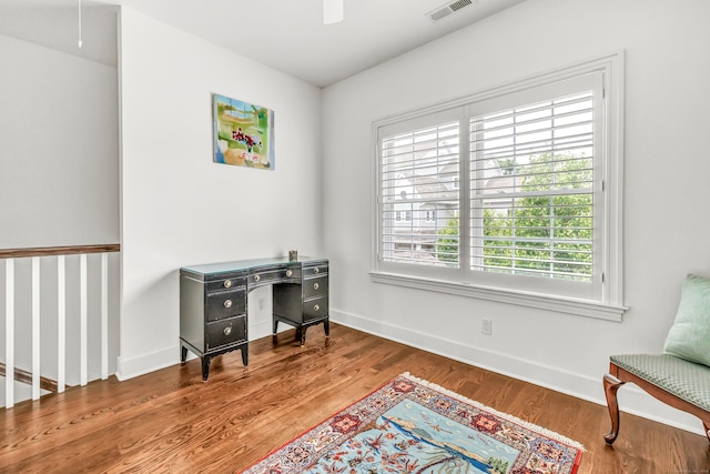 2180 Kings Hwy Unit 1, Fairfield, CT 06824 - home office with wood finished floors, baseboards, and a ceiling fan