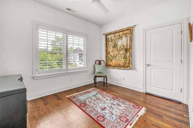 2180 Kings Hwy Unit 1, Fairfield, CT 06824 - living area with ceiling fan, wood finished floors, and baseboards