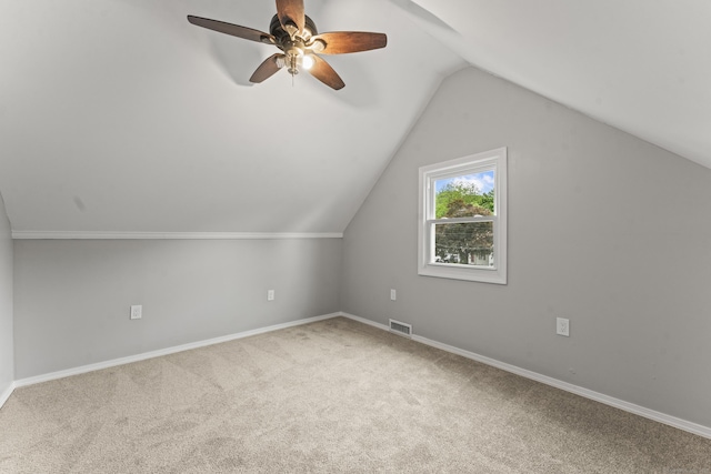 32 Porterbrook Ave, East Hartford, CT 06118 - additional living space with carpet flooring, ceiling fan, vaulted ceiling, and baseboards