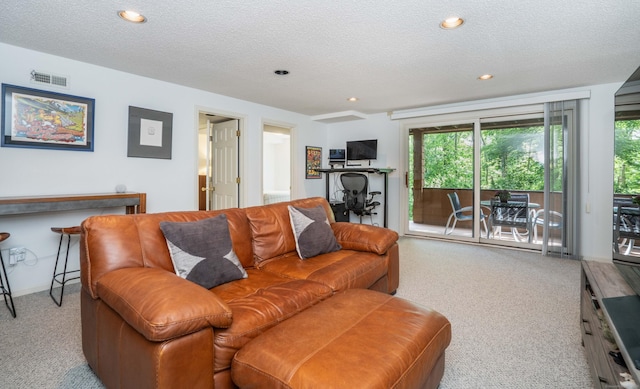 53 Bathcrescent Ln Unit 53, Bloomfield, CT 06002 - carpeted living area featuring a textured ceiling and recessed lighting