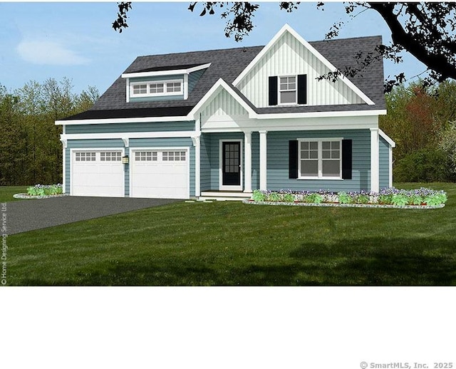 274 Riverside Dr, Meriden, CT 06451 - view of front of home with driveway, board and batten siding, a front yard, and covered porch