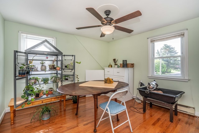 115 Ashland Ave, Newington, CT 06111 - office with light wood-type flooring, a ceiling fan, and a baseboard heating unit
