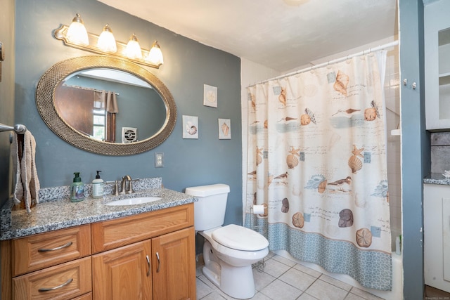115 Ashland Ave, Newington, CT 06111 - full bathroom featuring vanity, tile patterned floors, toilet, and shower / bath combination with curtain