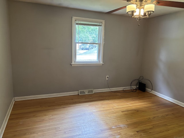 120 Wall St, Meriden, CT 06450 - spare room featuring a ceiling fan, light wood finished floors, and baseboards
