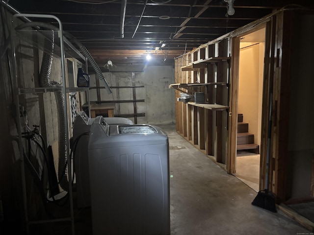 120 Wall St, Meriden, CT 06450 - unfinished basement featuring washer and dryer
