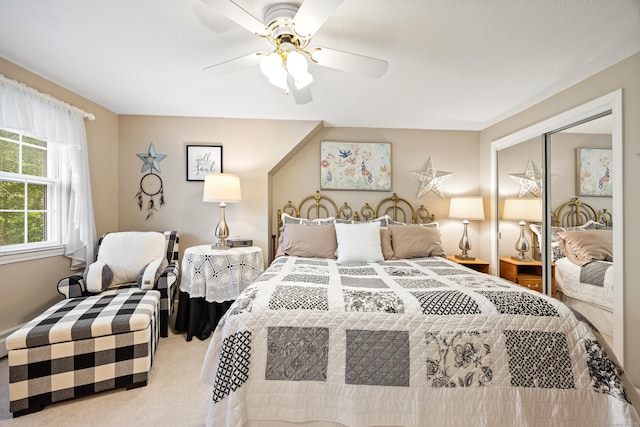 76 River St W, Old Saybrook, CT 06475 - carpeted bedroom featuring a closet and a ceiling fan