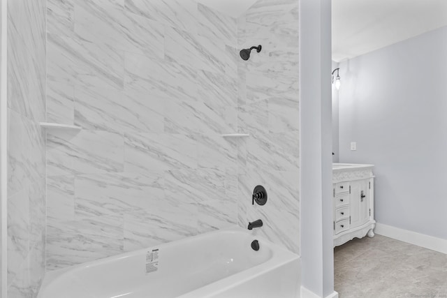 116 Joshua Town Rd, Waterbury, CT 06708 - full bath featuring  shower combination, vanity, and baseboards