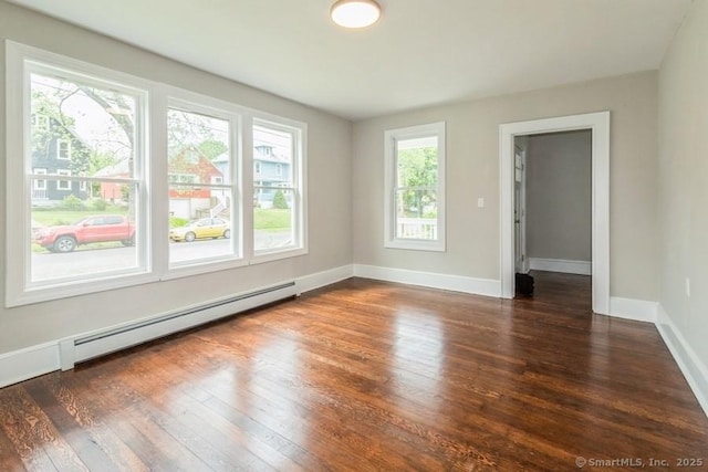 34 Wilbur Ave, Meriden, CT 06450 - spare room featuring wood finished floors, baseboards, and a baseboard radiator