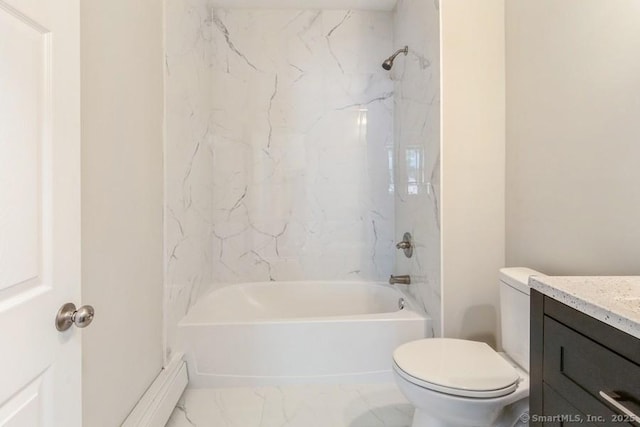 34 Wilbur Ave, Meriden, CT 06450 - full bath featuring toilet, vanity, washtub / shower combination, and marble finish floors