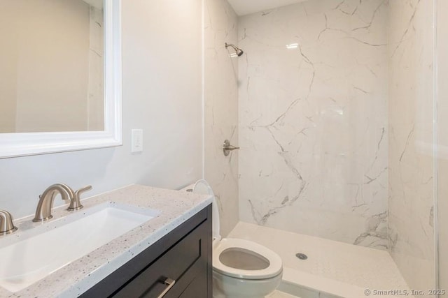 34 Wilbur Ave, Meriden, CT 06450 - bathroom with toilet, vanity, and a marble finish shower