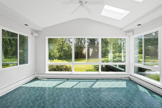 37 Topfield Rd, Wilton, CT 06897 - unfurnished sunroom featuring a skylight and vaulted ceiling