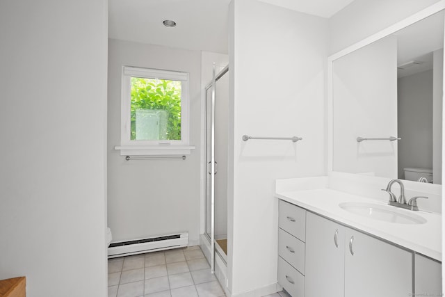 37 Topfield Rd, Wilton, CT 06897 - full bath with toilet, a baseboard radiator, vanity, and a stall shower