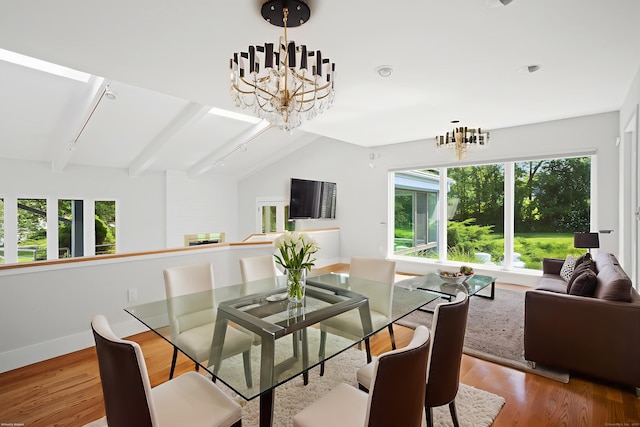 37 Topfield Rd, Wilton, CT 06897 - dining area with a chandelier, light wood-style floors, baseboards, and beam ceiling