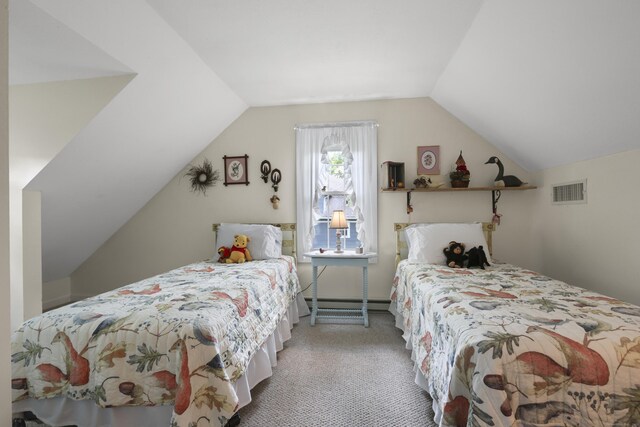50 Clinton St, Glastonbury, CT 06033 - carpeted bedroom with vaulted ceiling and baseboards