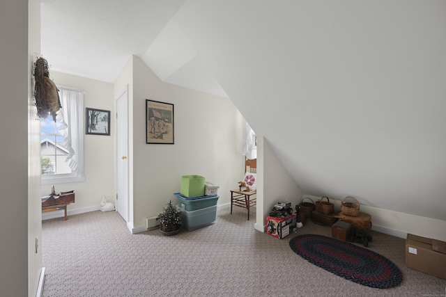 50 Clinton St, Glastonbury, CT 06033 - additional living space with vaulted ceiling, carpet, and baseboards