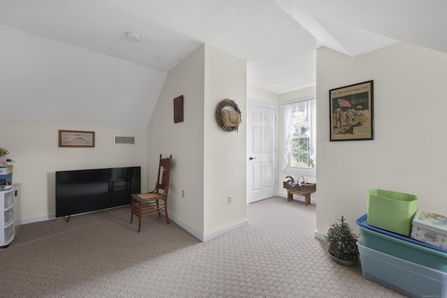 50 Clinton St, Glastonbury, CT 06033 - sitting room featuring carpet flooring, vaulted ceiling, and baseboards