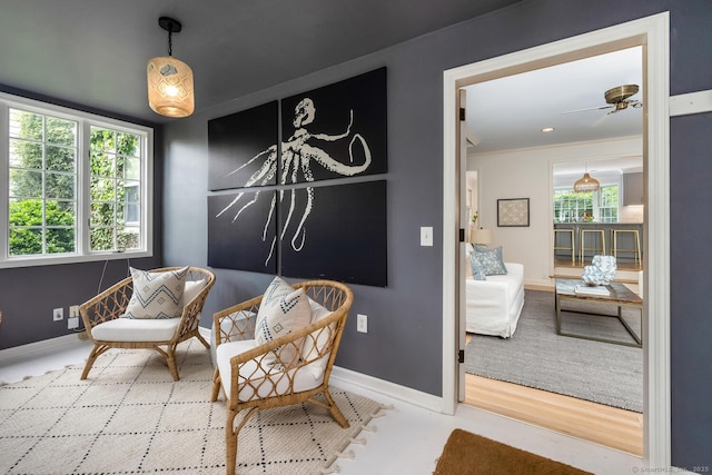 19 Bryan Rd, Norwalk, CT 06853 - sitting room with baseboards and ceiling fan