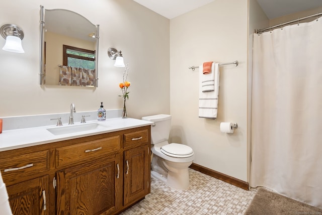 132 Royal Oak Dr, Southington, CT 06489 - bathroom with toilet, vanity, a shower with curtain, and baseboards