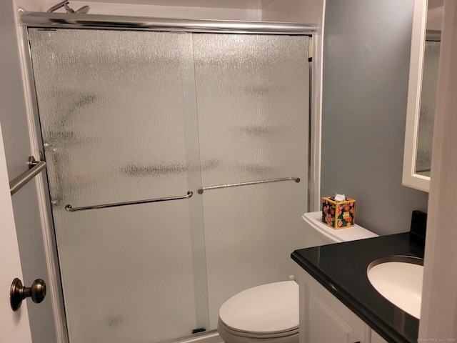 13 Little River Ln, Middletown, CT 06457 - full bathroom featuring a shower stall, vanity, and toilet
