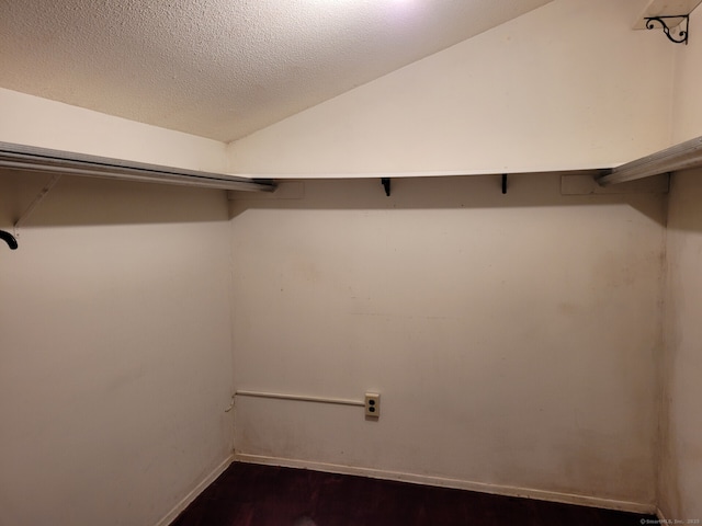 13 Little River Ln, Middletown, CT 06457 - spacious closet with dark wood-style floors and vaulted ceiling