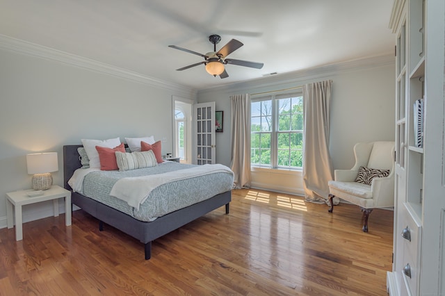 134 Nod Rd, Ridgefield, CT 06877 - bedroom featuring crown molding, wood finished floors, baseboards, and a ceiling fan
