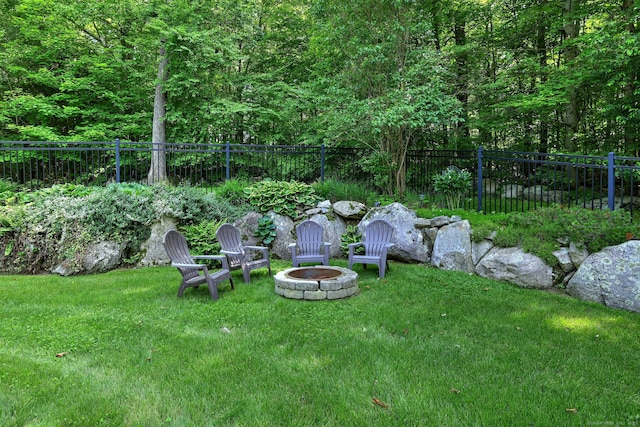 76 Crestwood Rd, Bethany, CT 06524 - view of yard with a fire pit