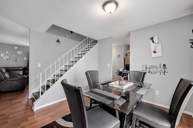 68 Round Tree Dr Unit 9, Naugatuck, CT 06770 - dining room with stairs, wood finished floors, and baseboards
