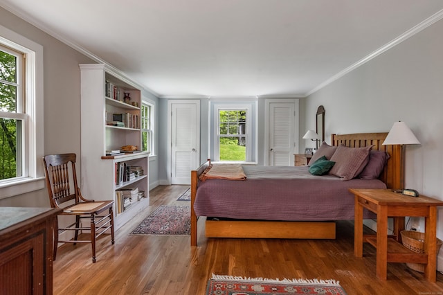 24 River Rd, Deep River, CT 06417 - bedroom with light wood-style floors, multiple windows, and crown molding