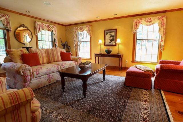289 Woodchuck Ln, Harwinton, CT 06791 - living area featuring wood finished floors and ornamental molding
