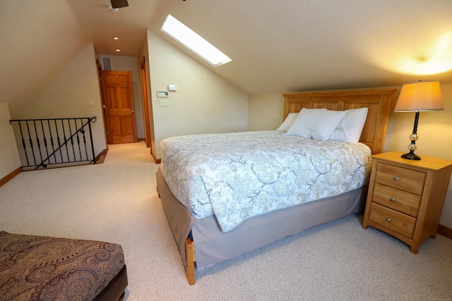 289 Woodchuck Ln, Harwinton, CT 06791 - bedroom with a skylight, lofted ceiling, and light colored carpet