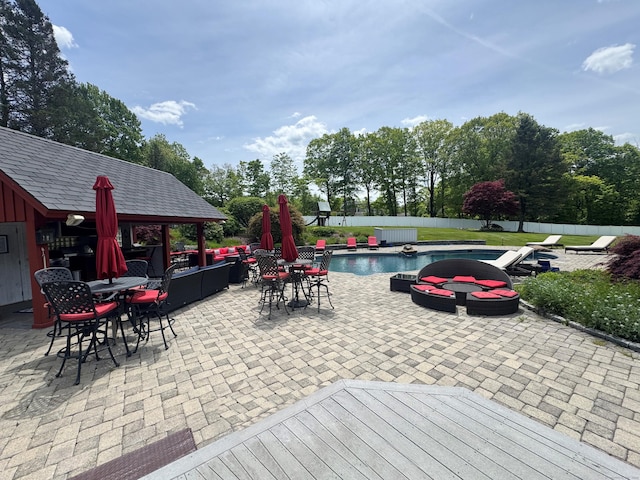 289 Woodchuck Ln, Harwinton, CT 06791 - fenced backyard featuring outdoor dining area, a patio, and an outdoor hangout area