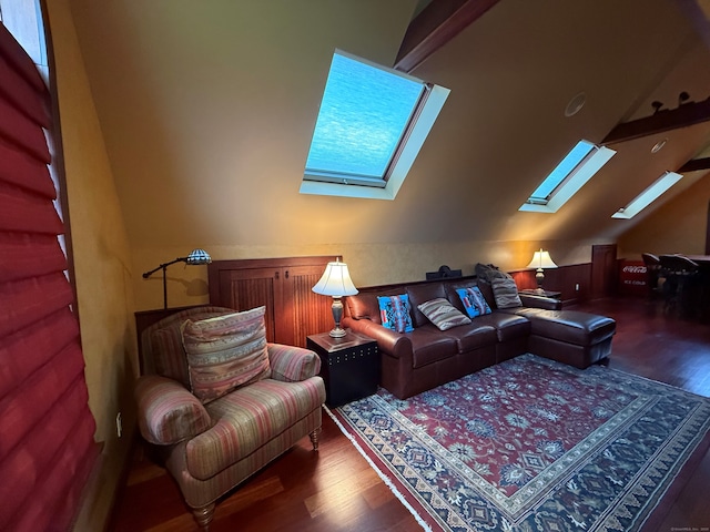 289 Woodchuck Ln, Harwinton, CT 06791 - living area with a skylight, wood finished floors, and vaulted ceiling