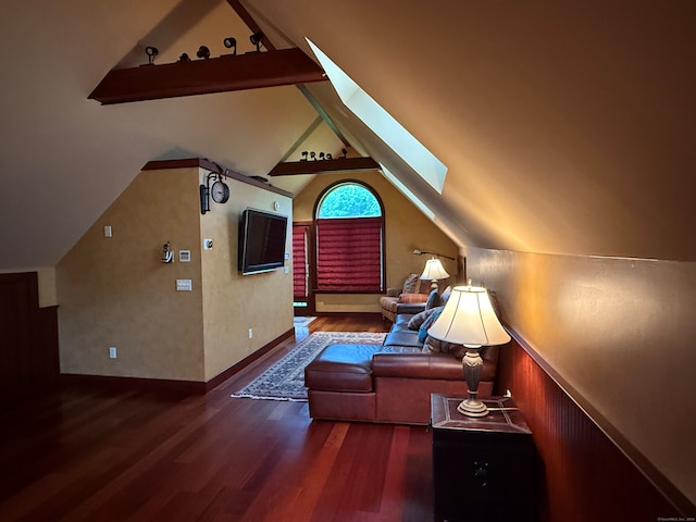 289 Woodchuck Ln, Harwinton, CT 06791 - living area with wood finished floors, vaulted ceiling, and a skylight