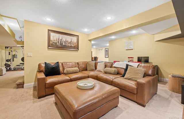 67 Old Farms Rd, Glastonbury, CT 06073 - living room featuring light carpet and recessed lighting