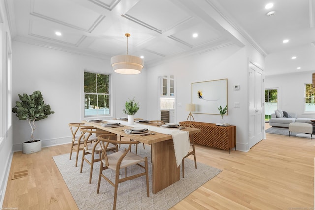 45 Robin Cir, Fairfield, CT 06824 - dining space featuring healthy amount of natural light, light wood-type flooring, recessed lighting, ornamental molding, and baseboards