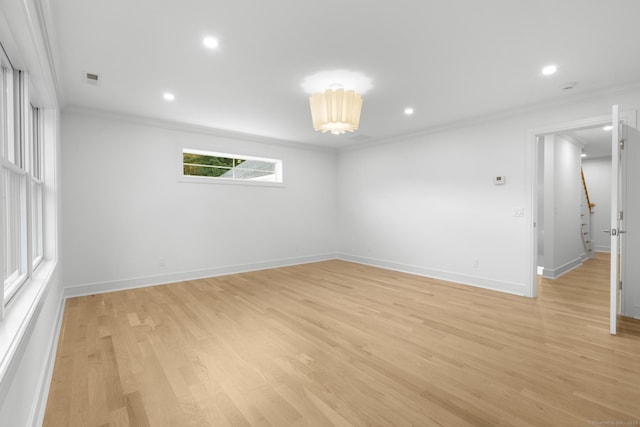 45 Robin Cir, Fairfield, CT 06824 - spare room with ornamental molding, light wood-style flooring, baseboards, and recessed lighting